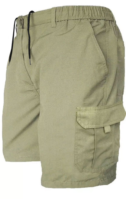 Men’s Cargo Combat Shorts Multi Pocket Elastic Waist Lightweight Plain Summer Short