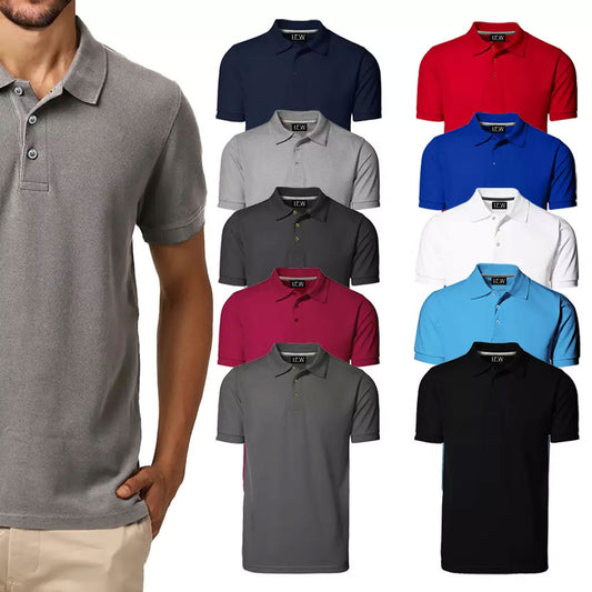 Men's Pique Polo Plain Polo Shirt Workwear 100% Cotton Short Sleeve