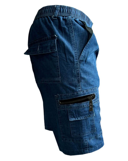 Men’s Plain Elasticated Waist Lightweight Cargo Shorts Cotton Multi Pocket Combat S-2XL