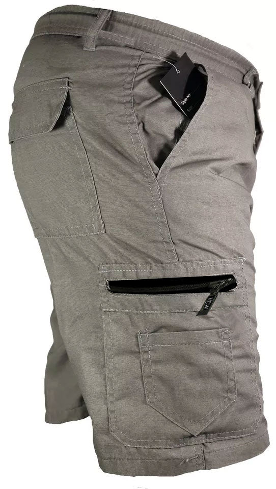 Men’s Plain Elasticated Waist Lightweight Cargo Shorts Cotton Multi Pocket Combat S-2XL