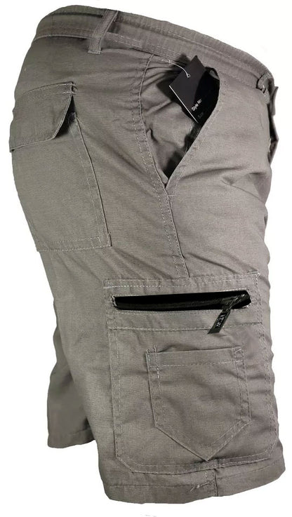 Men’s Plain Elasticated Waist Lightweight Cargo Shorts Cotton Multi Pocket Combat S-2XL