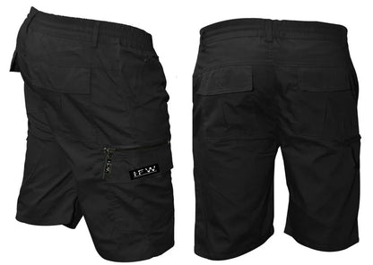 Men’s Plain Elasticated Waist Lightweight Cargo Shorts Cotton Multi Pocket Combat S-2XL