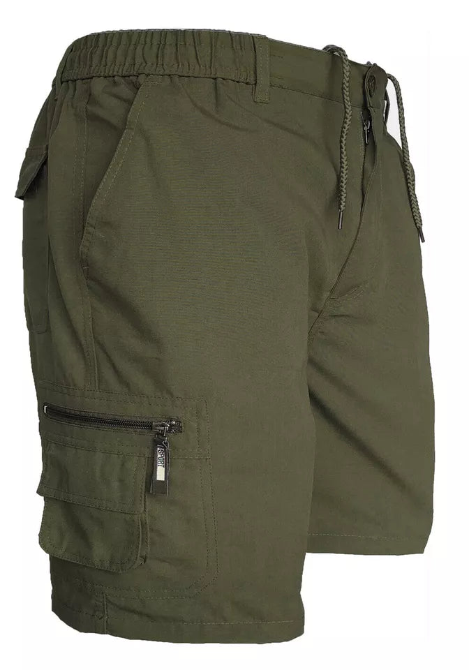 Men’s Cargo Combat Shorts Multi Pocket Elastic Waist Lightweight Shorts