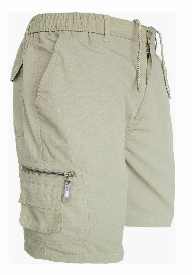 Men’s Cargo Combat Shorts Multi Pocket Elastic Waist Lightweight Shorts