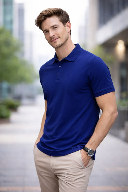 Men’s Short Sleeve Polo Shirt – Plain Piqué Golf, Work & Casual Top